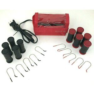 Remington H-1015 Ceramic Hot Rollers Curlers Red Compact Travel Case Tested Work